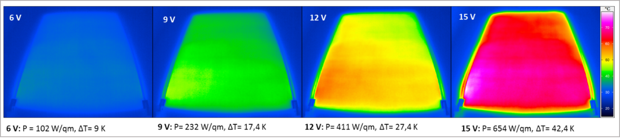 Abb. 3: IR-Aufnahme der Oberfläche einer Silicon-Hybridschicht mit 5 % CNT und 5 % SWCF im Bereich 6 – 15 V